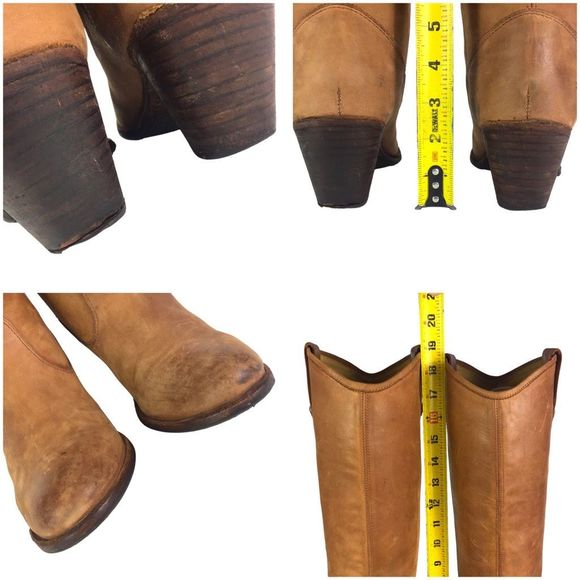 Frye Jackie Button Tall Riding Boots Knee High Cognac Brown Leather Heeled Sz 10 - Picture 10 of 12